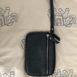 Blue wristlet clutch